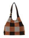 COCCINELLE C-Easy Handbag Vichy Suede Pat. / Smo. Le. Mul. Robin / Fango COCCINELLE C-Easy Handbag Vichy Suede Pat. / Smo. Le. Mul. Robin / Fango