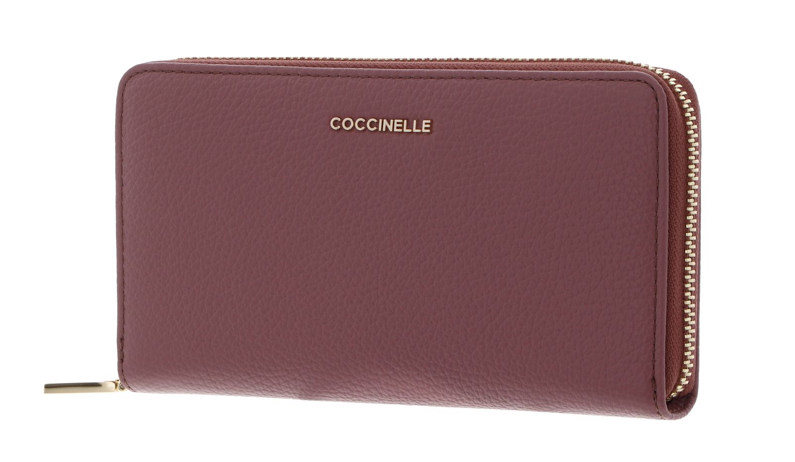 COCCINELLE Metallic Soft Wallet Grained Leather Winter Rose