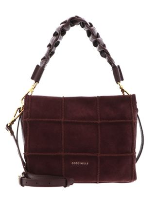 COCCINELLE Boheme Check Embroidery Handbag Suede Embr. / Gra. Le. Berry / Berry