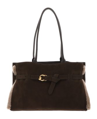 COCCINELLE Sabine Soft Handbag Suede Le. / Eco Fur / Gra. Le Fango / War. T / Fan