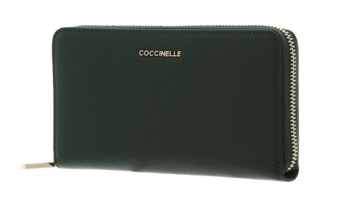 COCCINELLE Metallic Soft Wallet Grained Leather Garden Green COCCINELLE Metallic Soft Wallet Grained Leather Garden Green