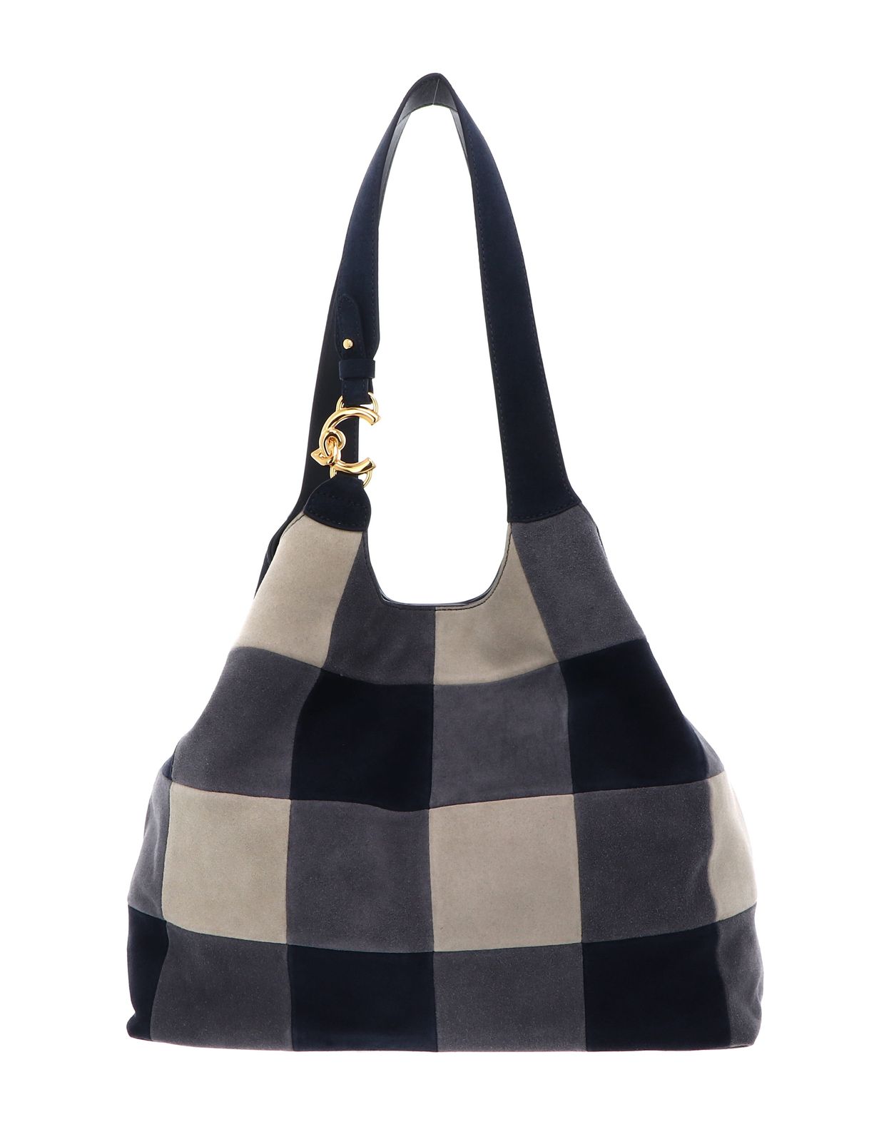 COCCINELLE C-Easy Handbag Vichy Suede Pat. / Smo. Le. Mul. Stove / Midn. COCCINELLE C-Easy Handbag Vichy Suede Pat. / Smo. Le. Mul. Stove / Midn.