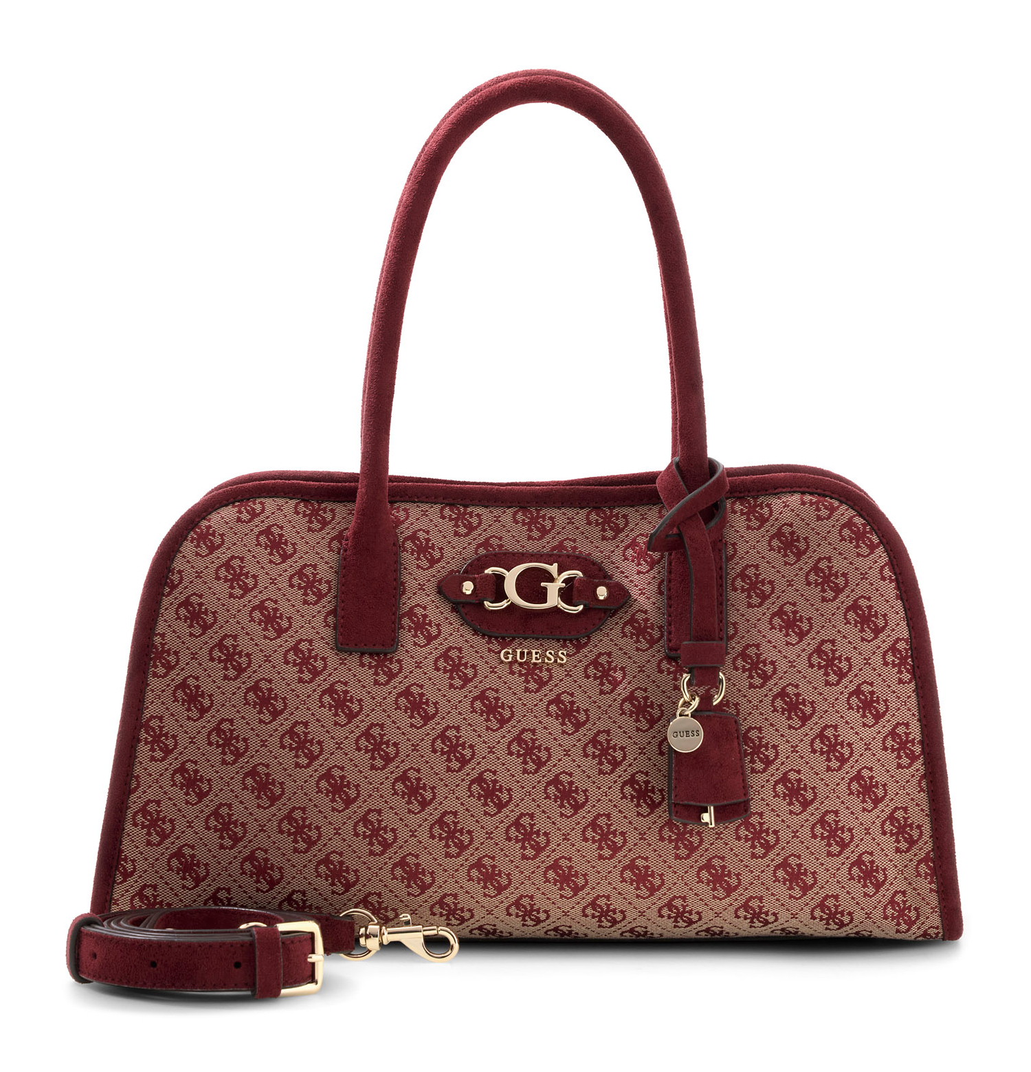 GUESS Samantha Girlfriend Satchel Merlot Logo