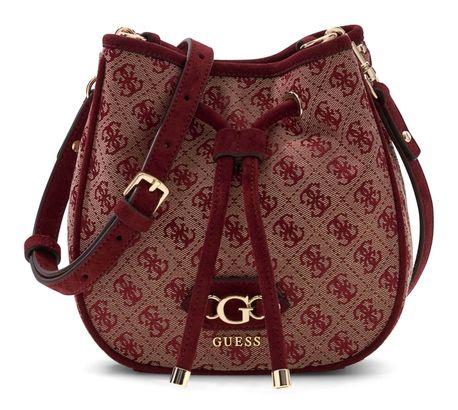 GUESS Samantha Mini Bucket Merlot Logo