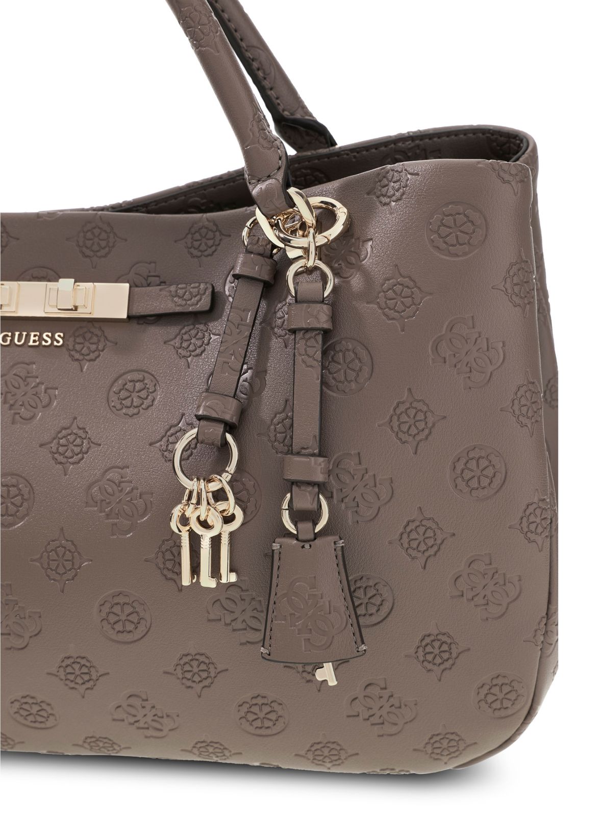 GUESS Carmella Girlfriend Satchel Taupe Logo GUESS Carmella Girlfriend Satchel Taupe Logo