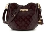 GUESS Carmella Crossbody Bucket Bag Burgundy Logo GUESS Carmella Crossbody Bucket Bag Burgundy Logo