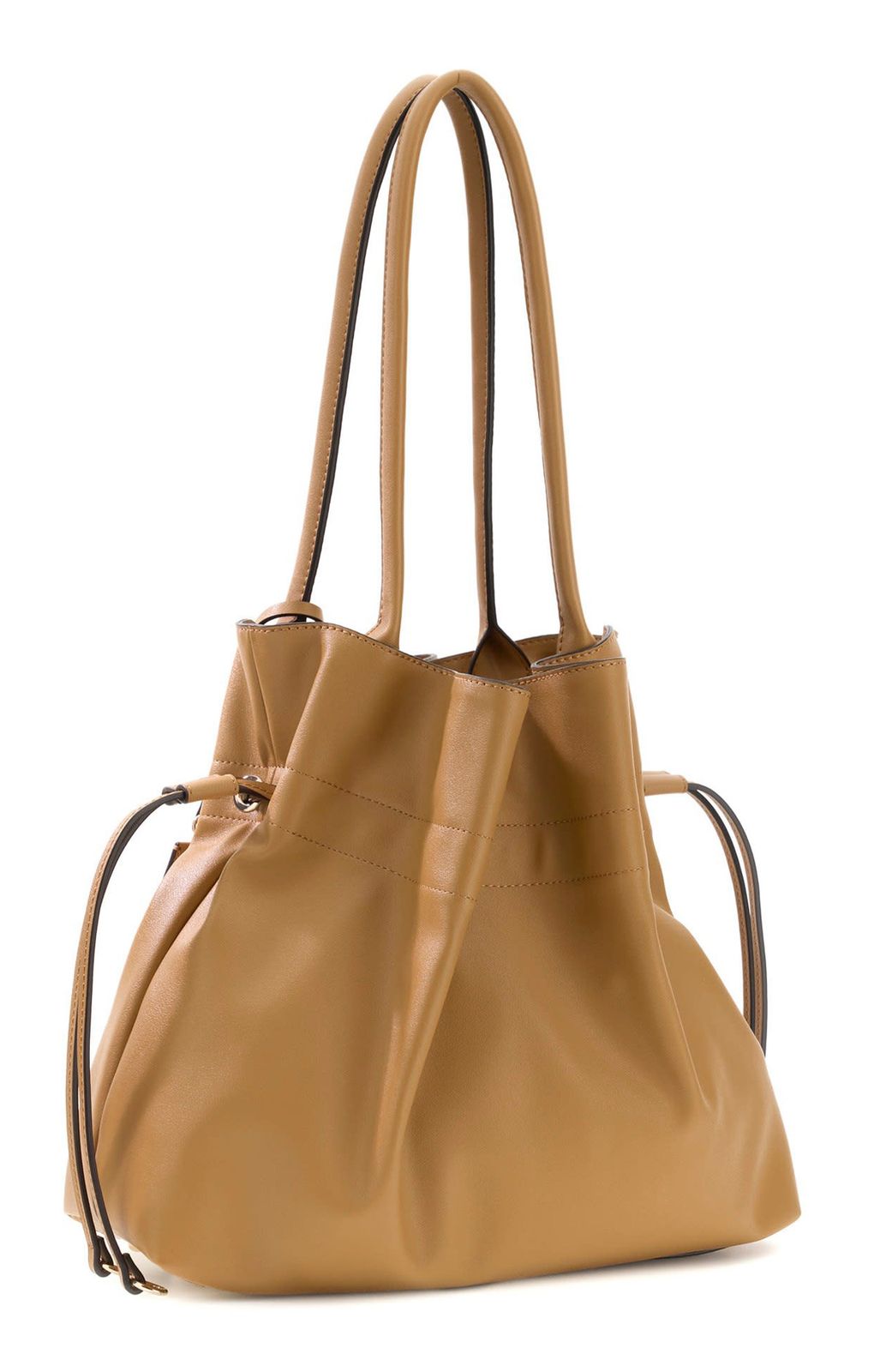 GUESS Karima Drawstring Tote Tan GUESS Karima Drawstring Tote Tan