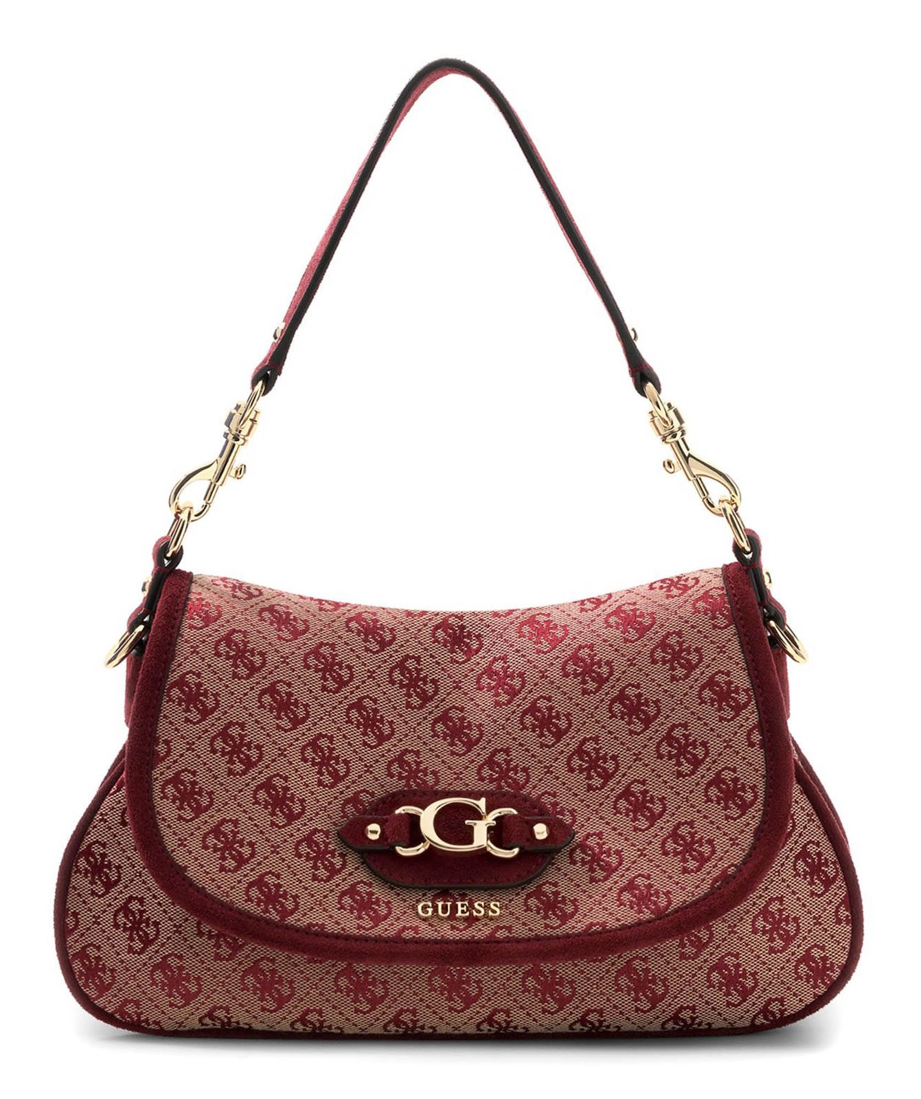 GUESS Samantha Flap Shoulder Bag Merlot Logo GUESS Samantha Flap Shoulder Bag Merlot Logo