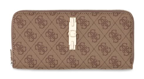 GUESS Yvonne Logo SLG Large Zip Around Wallet L Latte Logo