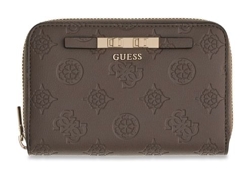 GUESS Carmella SLG Medium Zip Around Wallet Taupe Logo GUESS Carmella SLG Medium Zip Around Wallet Taupe Logo