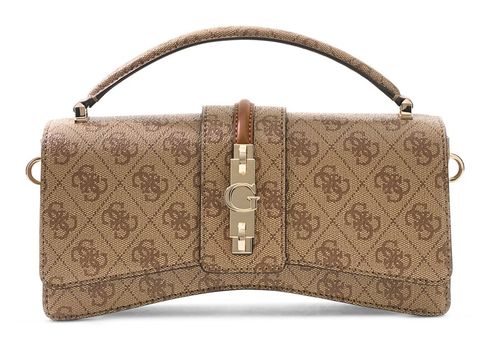 GUESS Yvonne Logo Mini Top Handle Flap Latte Logo GUESS Yvonne Logo Mini Top Handle Flap Latte Logo