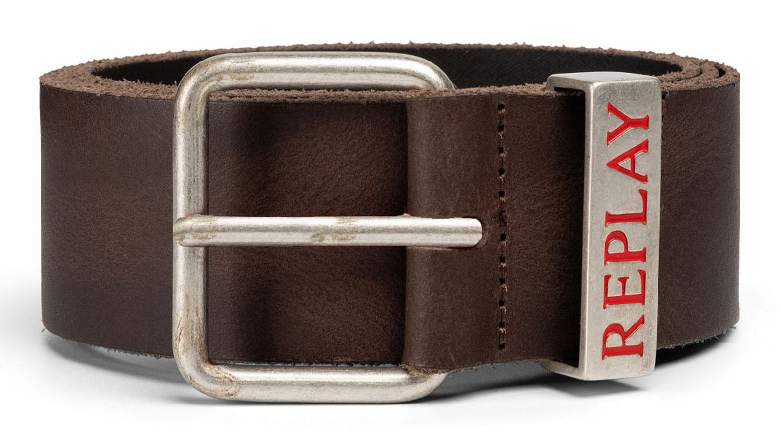 REPLAY Leather Belt W95 Dark Brown