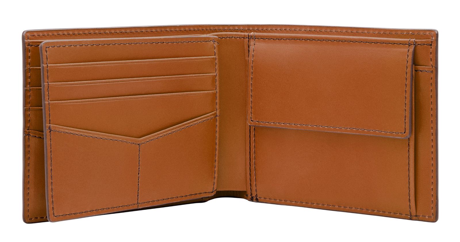 FOSSIL Derrick Coin Pocket Bifold Wallet Brown FOSSIL Derrick Coin Pocket Bifold Wallet Brown