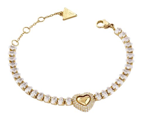 GUESS Beloved Pave Heart Tennis Bracelet S Yellow Gold GUESS Beloved Pave Heart Tennis Bracelet S Yellow Gold