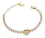 GUESS Beloved Pave Heart Tennis Bracelet S Yellow Gold