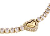 GUESS Beloved Pave Heart Tennis Bracelet S Yellow Gold