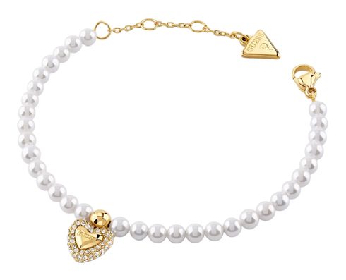 GUESS Beloved Pave Heart Bracelet S Yellow Gold