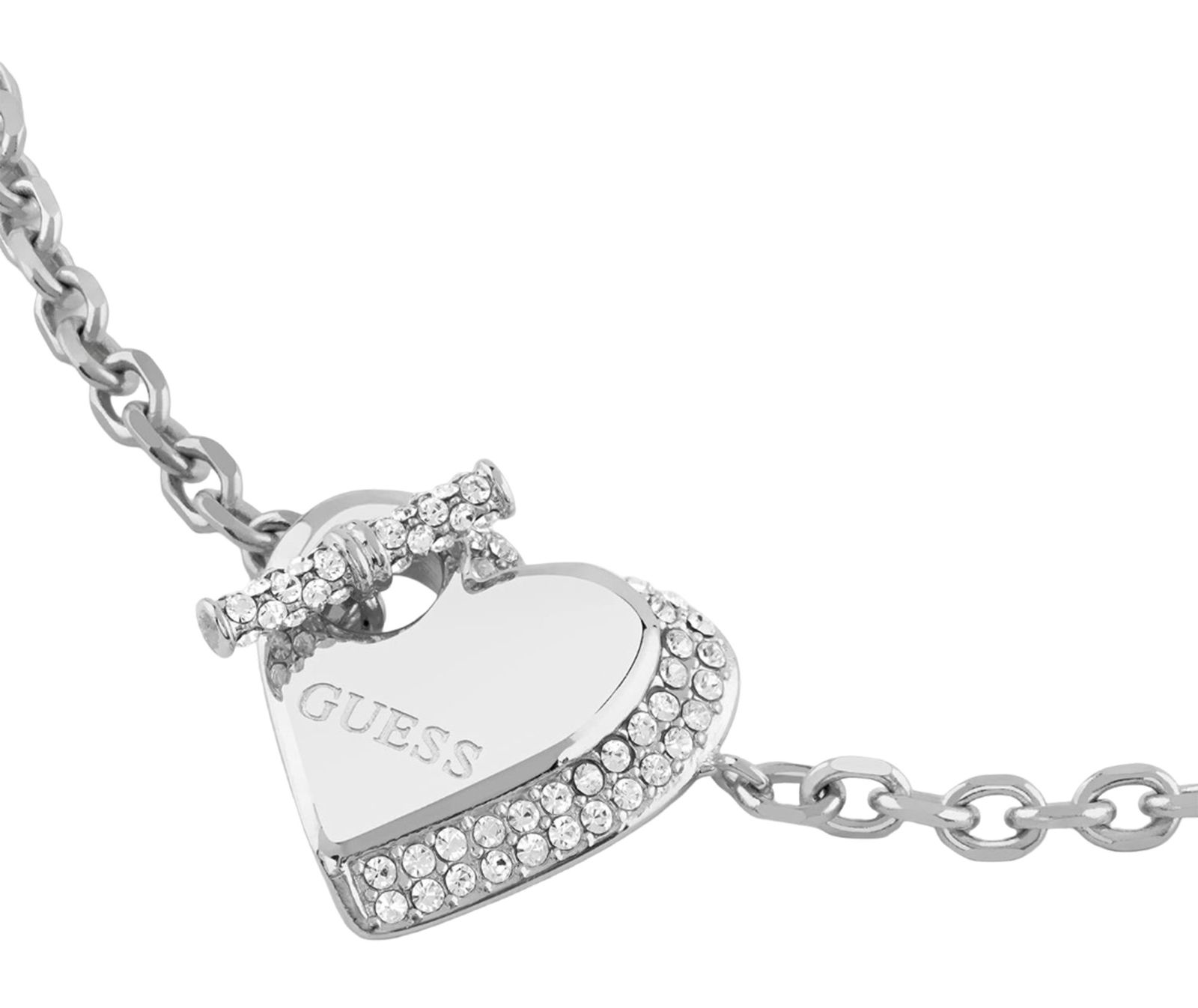 GUESS By Your Side 17mm T-Bar Heart Bracelet S Rhodium GUESS By Your Side 17mm T-Bar Heart Bracelet S Rhodium
