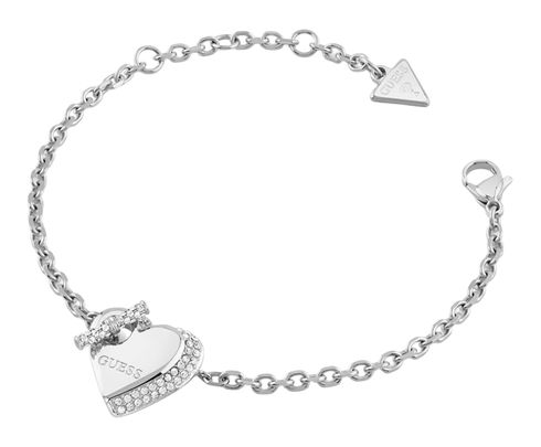 GUESS By Your Side 17mm T-Bar Heart Bracelet S Rhodium