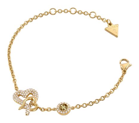 GUESS Love Bites 16mm Pave Hearts Bracelet S Yellow Gold GUESS Love Bites 16mm Pave Hearts Bracelet S Yellow Gold