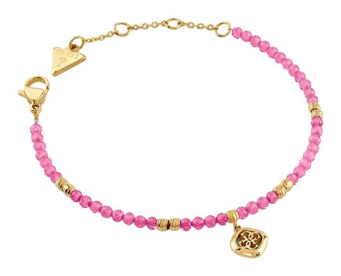 GUESS Jaipur Splendor Beads & 4G Bracelet S Yellow Gold / Fuchsia