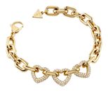 GUESS Beloved 15mm Multi Pave Hearts Bracelet S Yellow Gold GUESS Beloved 15mm Multi Pave Hearts Bracelet S Yellow Gold