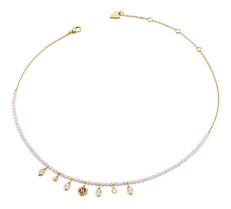 GUESS Jaipur Splendor 16-18" Beads & Charms Necklace Yellow Gold / Rose