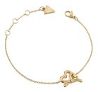 GUESS Love Bites 14mm Embraced Hearts Bracelet S Yellow Gold