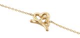 GUESS Love Bites 14mm Embraced Hearts Bracelet S Yellow Gold