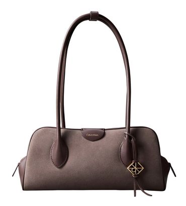 Calvin Klein Emblem Trio Suede Shoulder Bag Moonstruck / Plum Truffle Calvin Klein Emblem Trio Suede Shoulder Bag Moonstruck / Plum Truffle