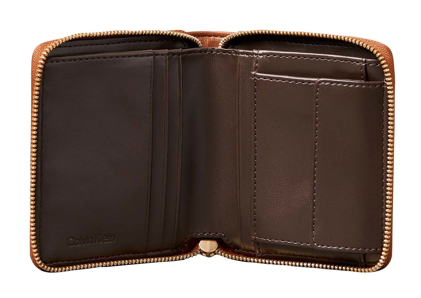 Calvin Klein Foil Logo Medium Zip Around Wallet Natural Umber Calvin Klein Foil Logo Medium Zip Around Wallet Natural Umber