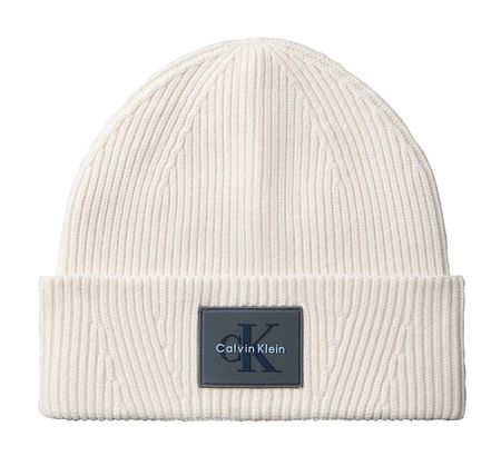 Calvin Klein Monologo Patch Rib Beanie Light Grey Calvin Klein Monologo Patch Rib Beanie Light Grey