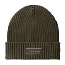 Calvin Klein Patch Chunky Rib Cotton Beanie Olive Night Calvin Klein Patch Chunky Rib Cotton Beanie Olive Night