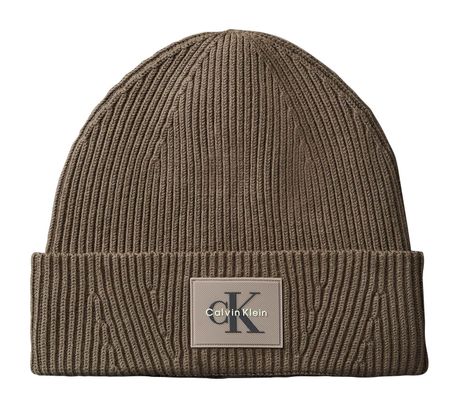Calvin Klein Monologo Patch Rib Beanie Olive Night Calvin Klein Monologo Patch Rib Beanie Olive Night