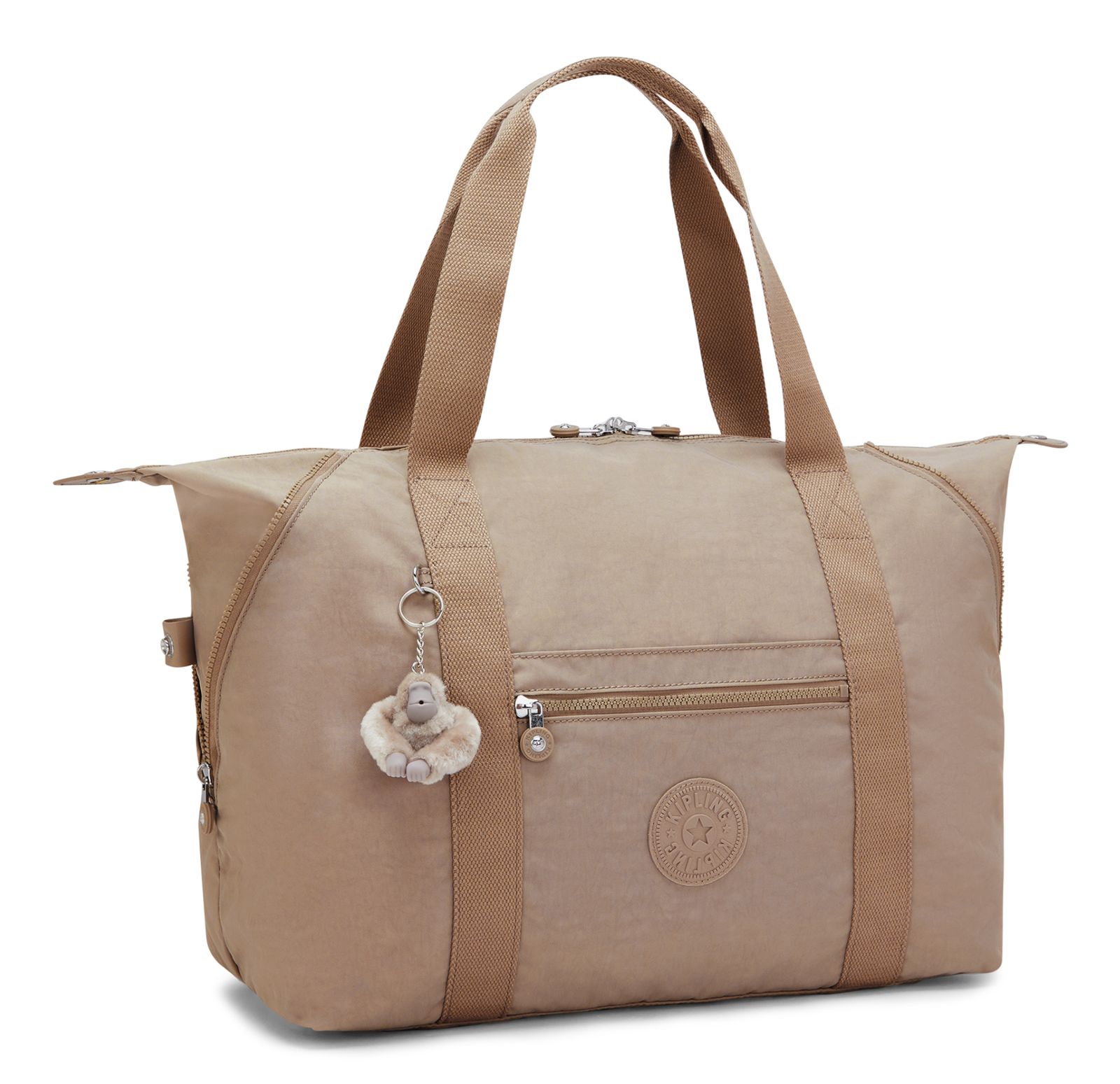 kipling Eyes Wide Open Art M Travel Tote Tan Beige kipling Eyes Wide Open Art M Travel Tote Tan Beige