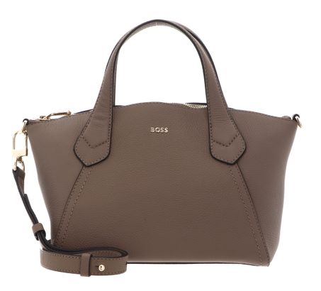 BOSS Lenah Zip Tote Bag S Brown Overflow
