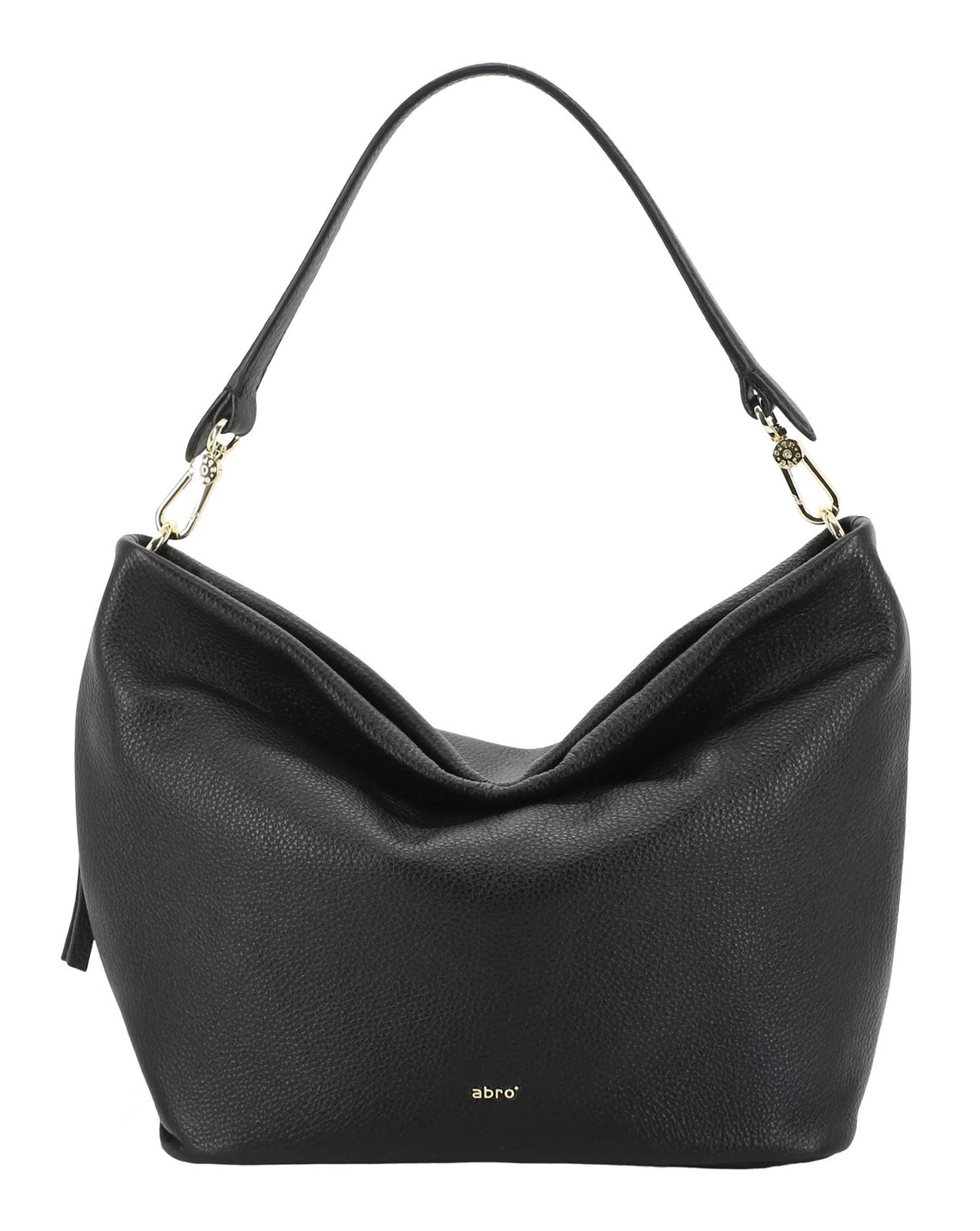 abro Leather Agave Ebony Big Shoulder Bag Black / Gold