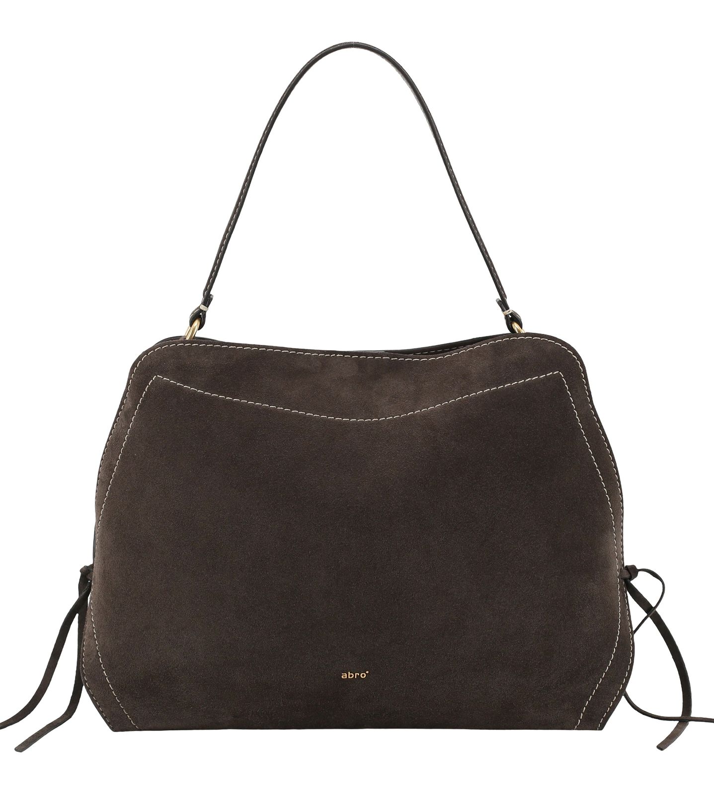 abro Leather Suede Necessity Big Shoulder Bag Dark Brown
