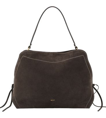 abro Leather Suede Necessity Big Shoulder Bag Dark Brown