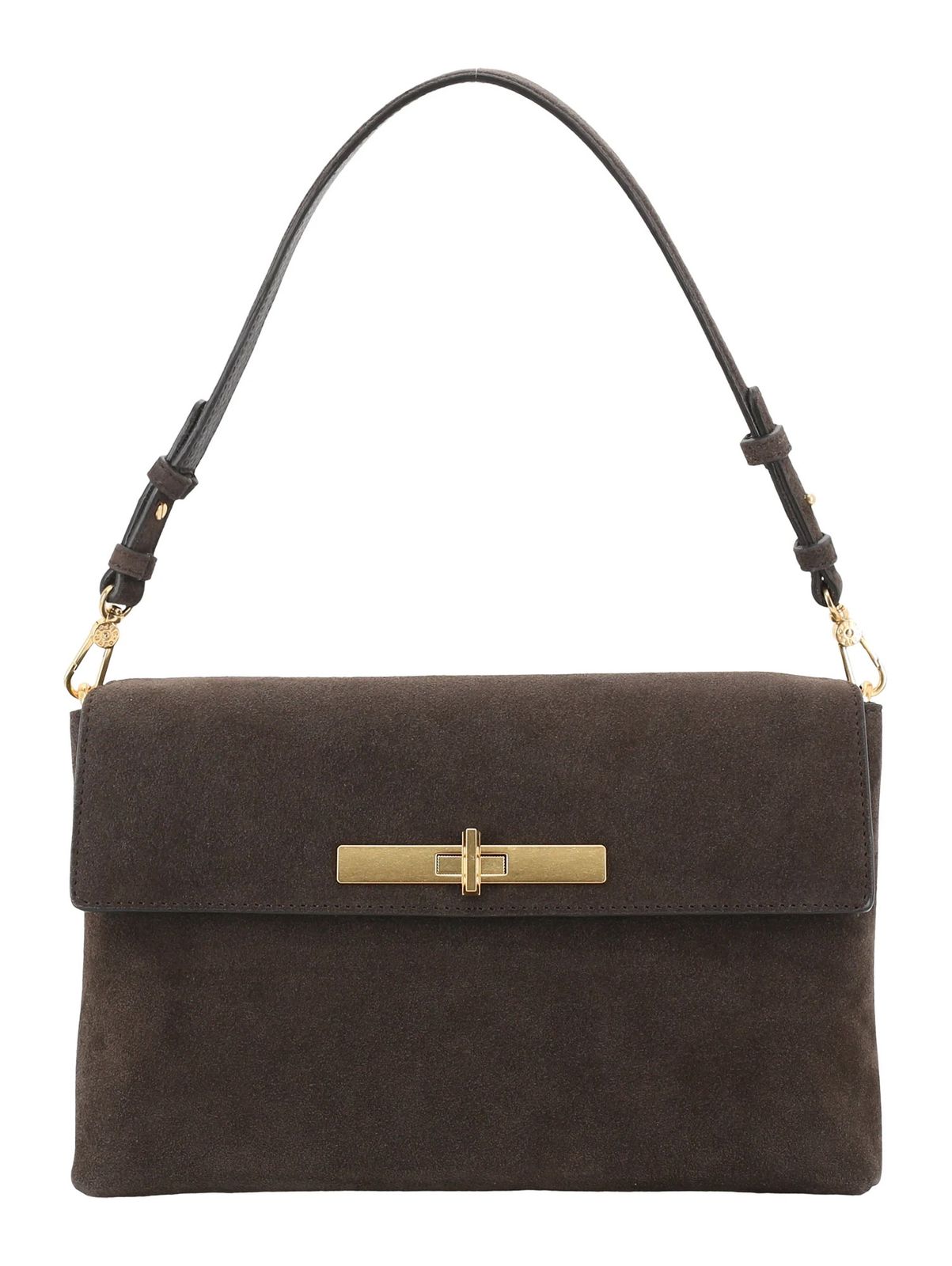 abro Leather Suede Twist Shoulder Bag Dark Brown
