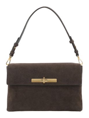 abro Leather Suede Twist Shoulder Bag Dark Brown abro Leather Suede Twist Shoulder Bag Dark Brown
