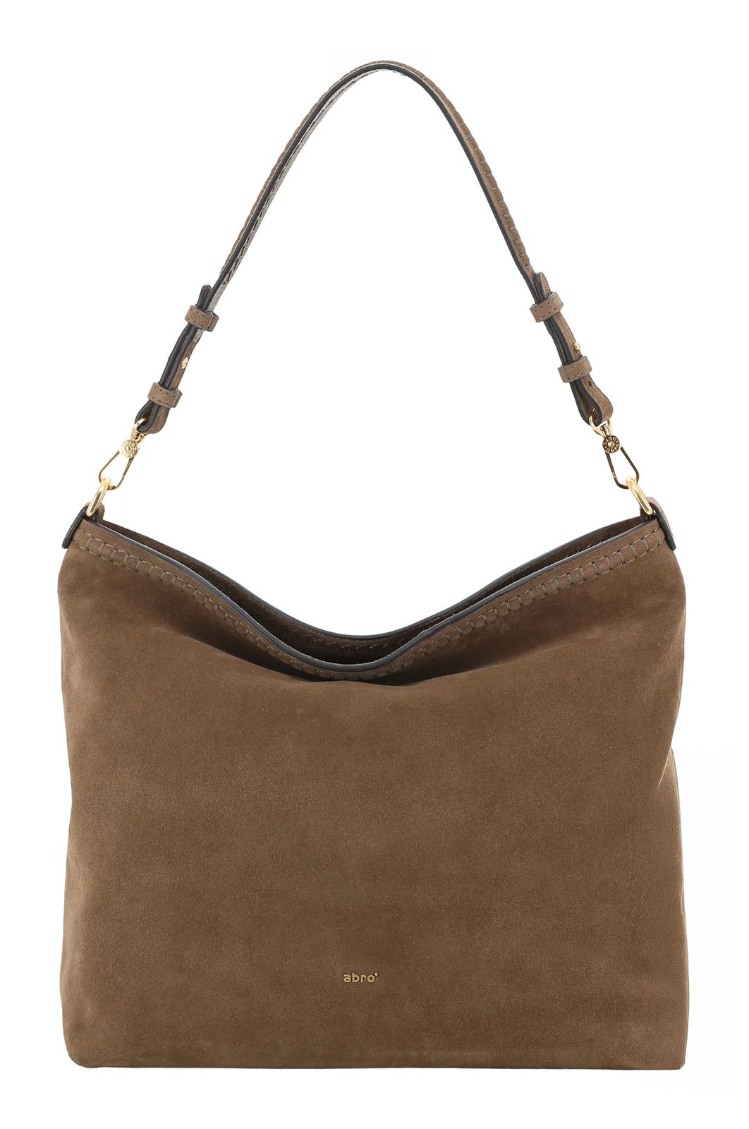abro Leather Suede Signature Shoulder Bag Khaki