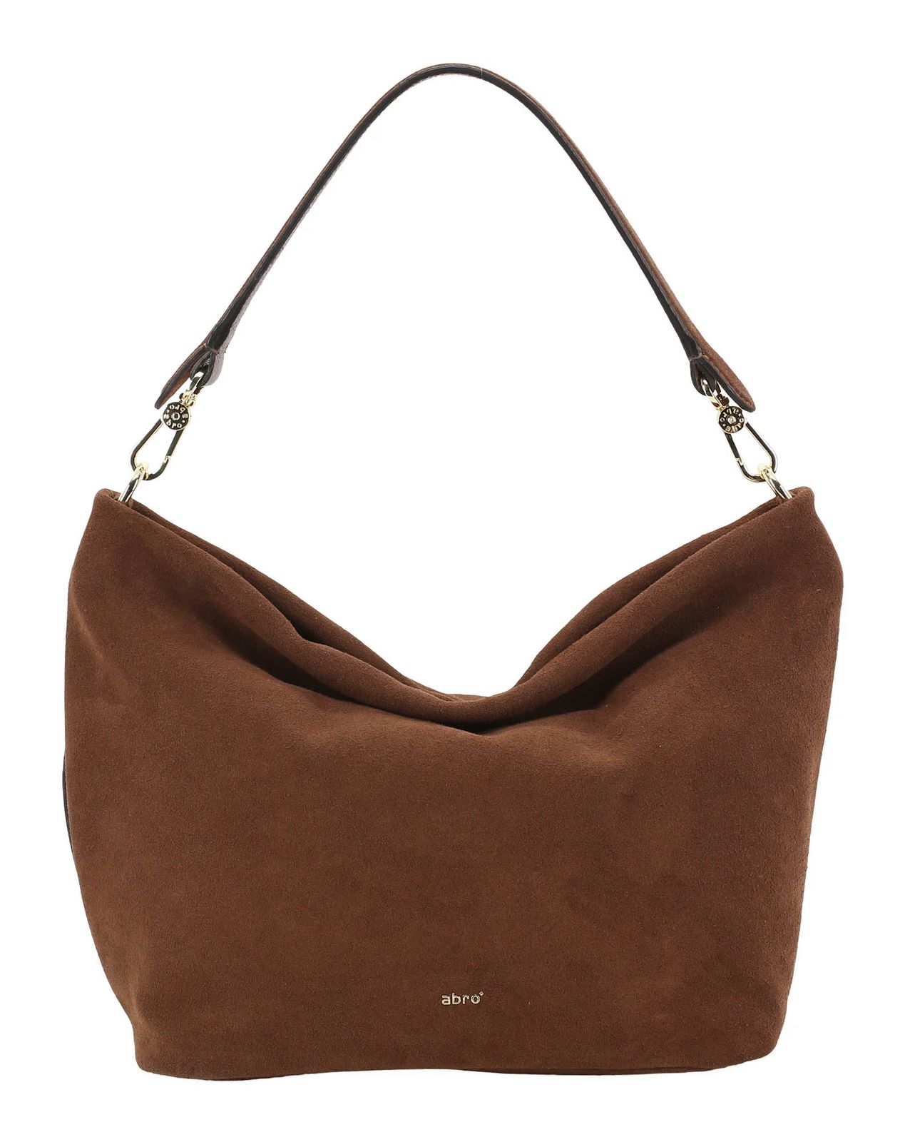 abro Leather Suede Ebony Big Shoulder Bag Wood