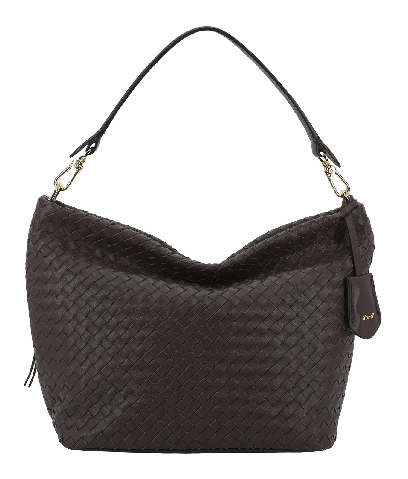 abro Leather Piuma Opaco Ebony Big Shoulder Bag Dark Brown
