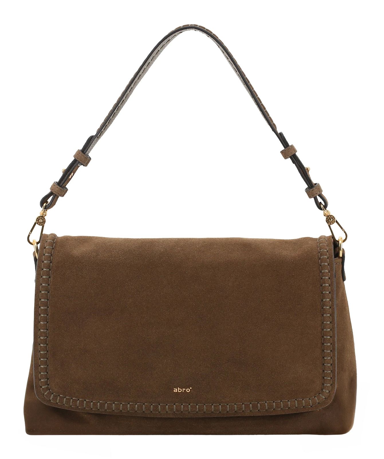 abro Leather Suede Signature Shoulder Bag L Khaki