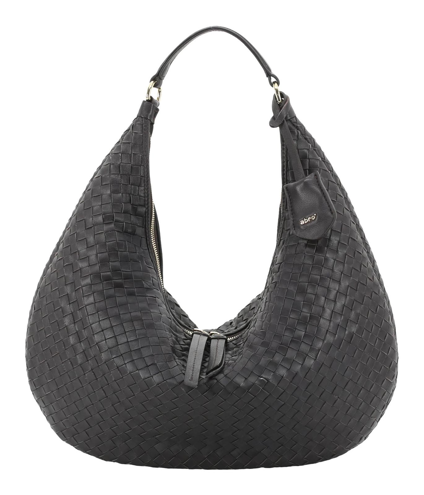 abro Leather Piuma Woven Nana Hobo Bag Dark Brown