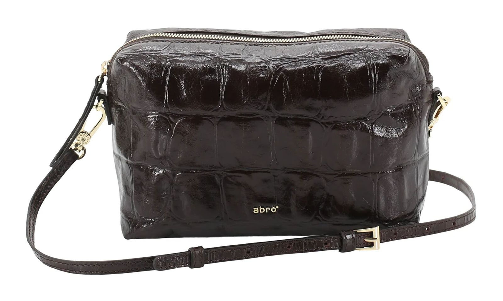 abro Leather Maxi Cocco Kaia Crossbody Bag Dark Brown