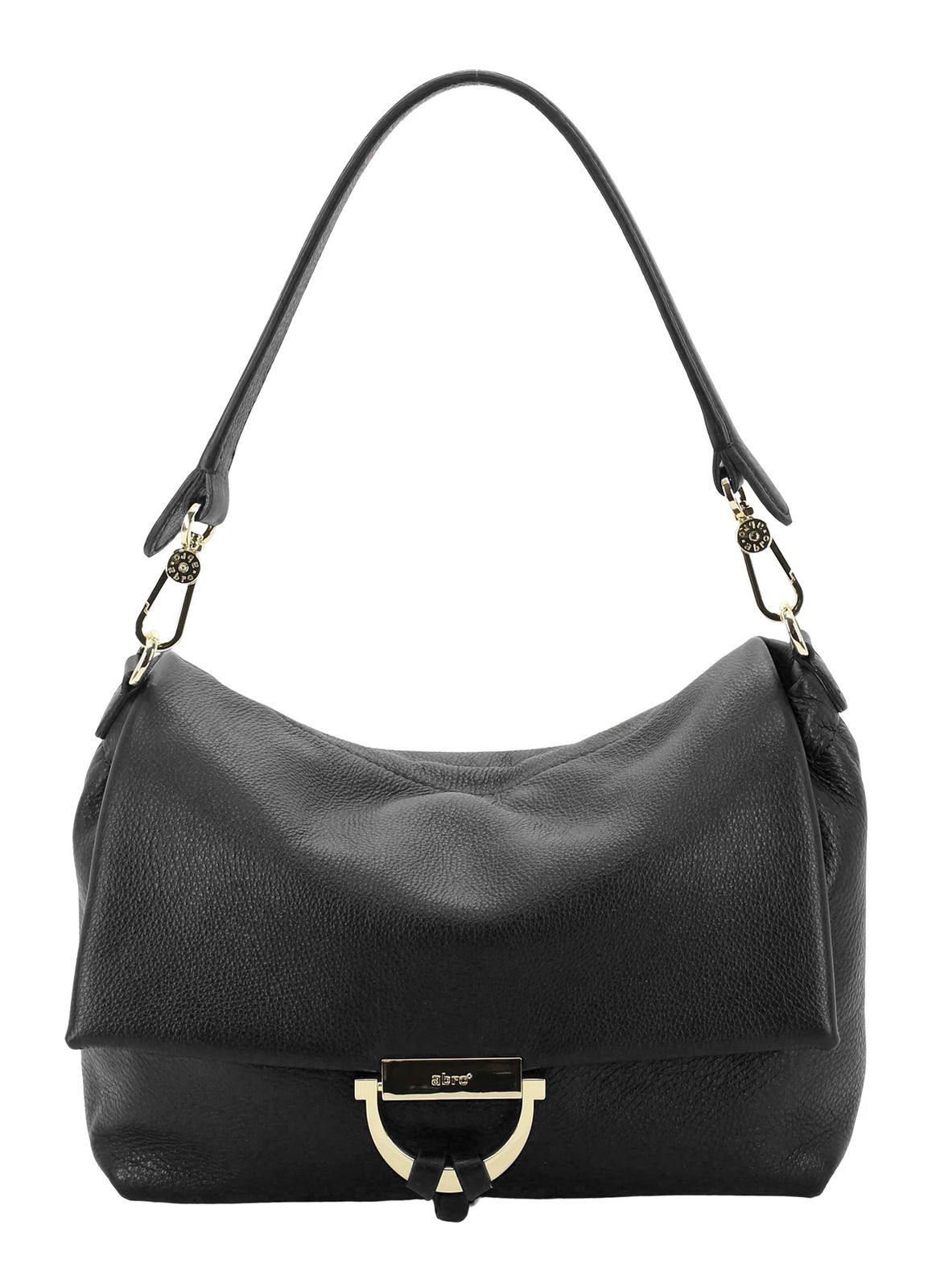 abro Leather Dalia Temi Shoulder Bag M Black / Gold