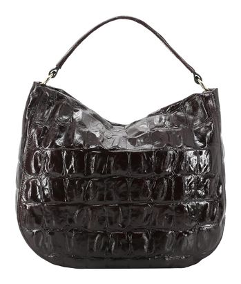 abro Leather Maxi Cocco Mia Hobo Bag Dark Brown