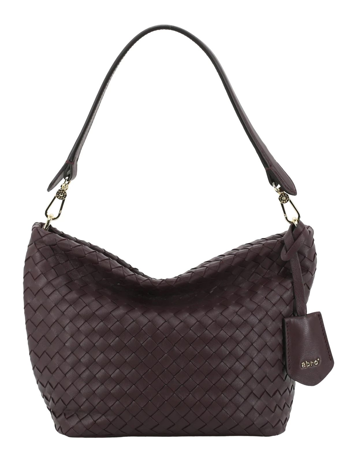 abro Leather Piuma Opaco Ebony Shoulder Bag S Burgundy